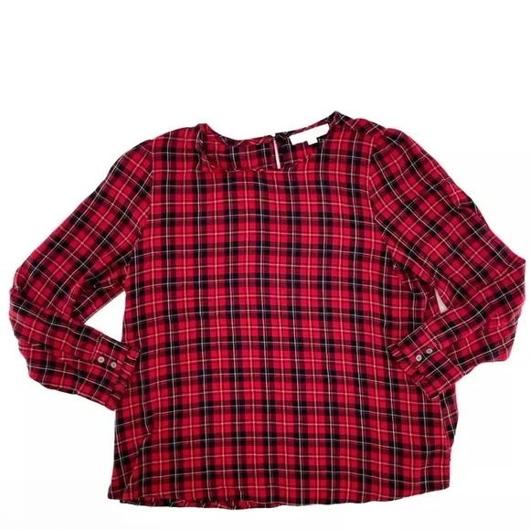 MEDIUM Loft Women's Plaid Ruffle Cuff Blouse
Top - Picture 6 of 14
